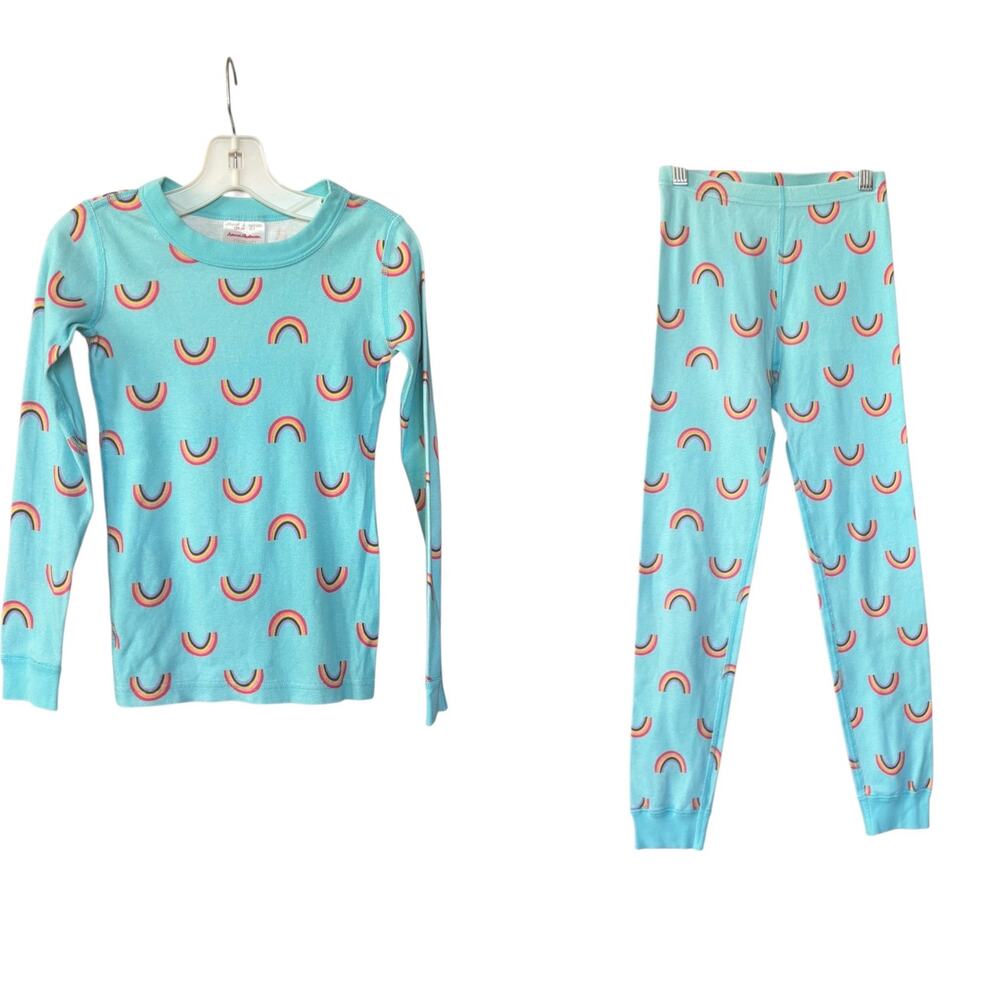 Hanna Andersson Girls Rainbow 2 Piece PJ Pajama Set Long Sleeve Size 8 Organic